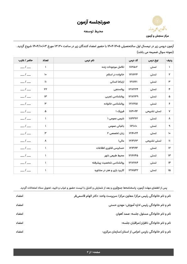 لیست منشی جلسه
